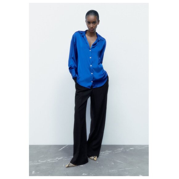 Zara Flowy Satin Effect Blouse - Picture 1 of 8